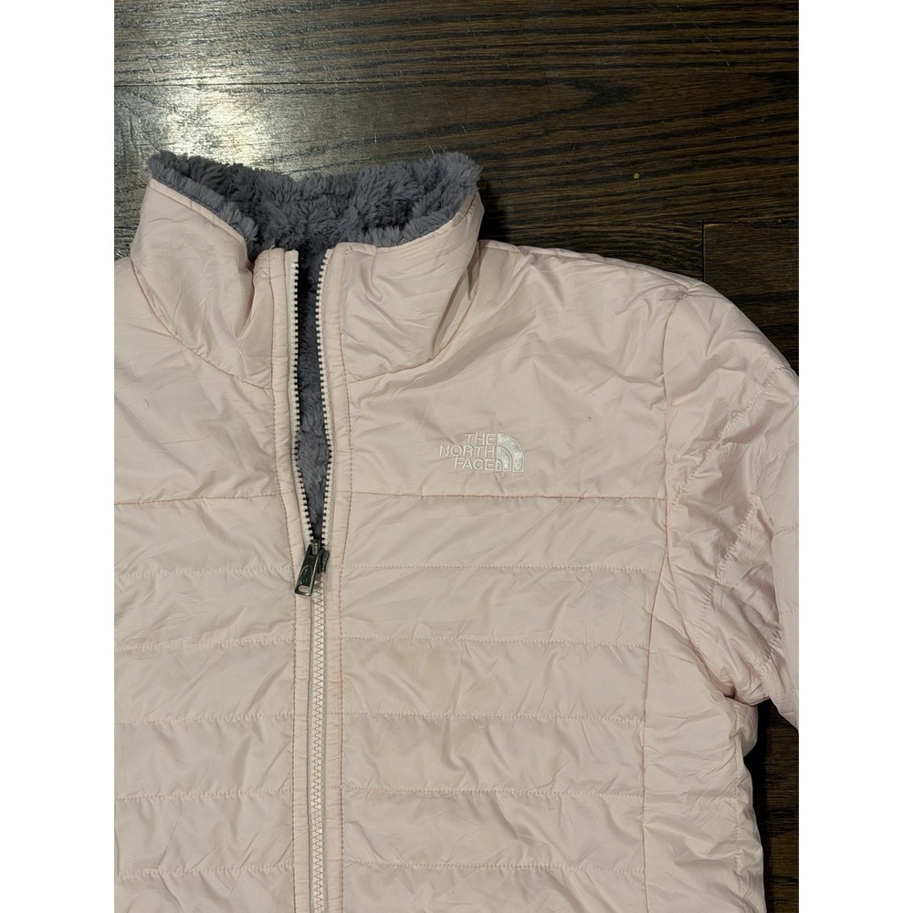 The North Face Reversible Mossbud Swirl Jacket Girls XL Pink Puffer Sherpa Fall